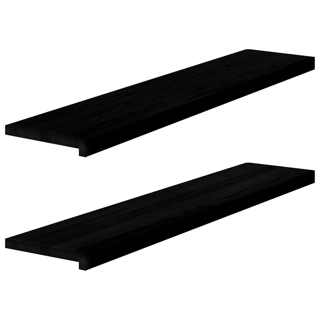 Fensterbänke 2 Stk. Braun-Schwarz 120x30x2 cm Massivholz Eiche