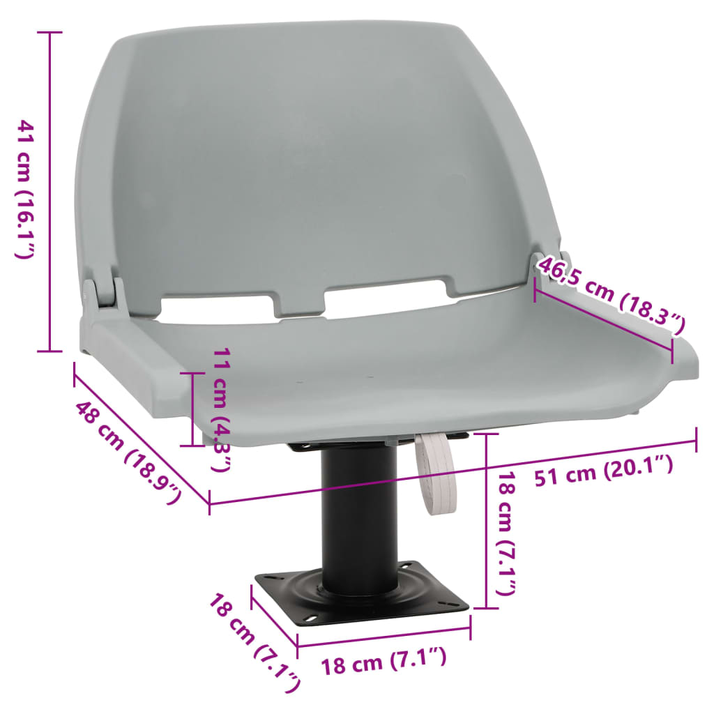 2-tlg. Bootssitz-Set Klappbar Kein Kissen Grau 48x51x41 cm
