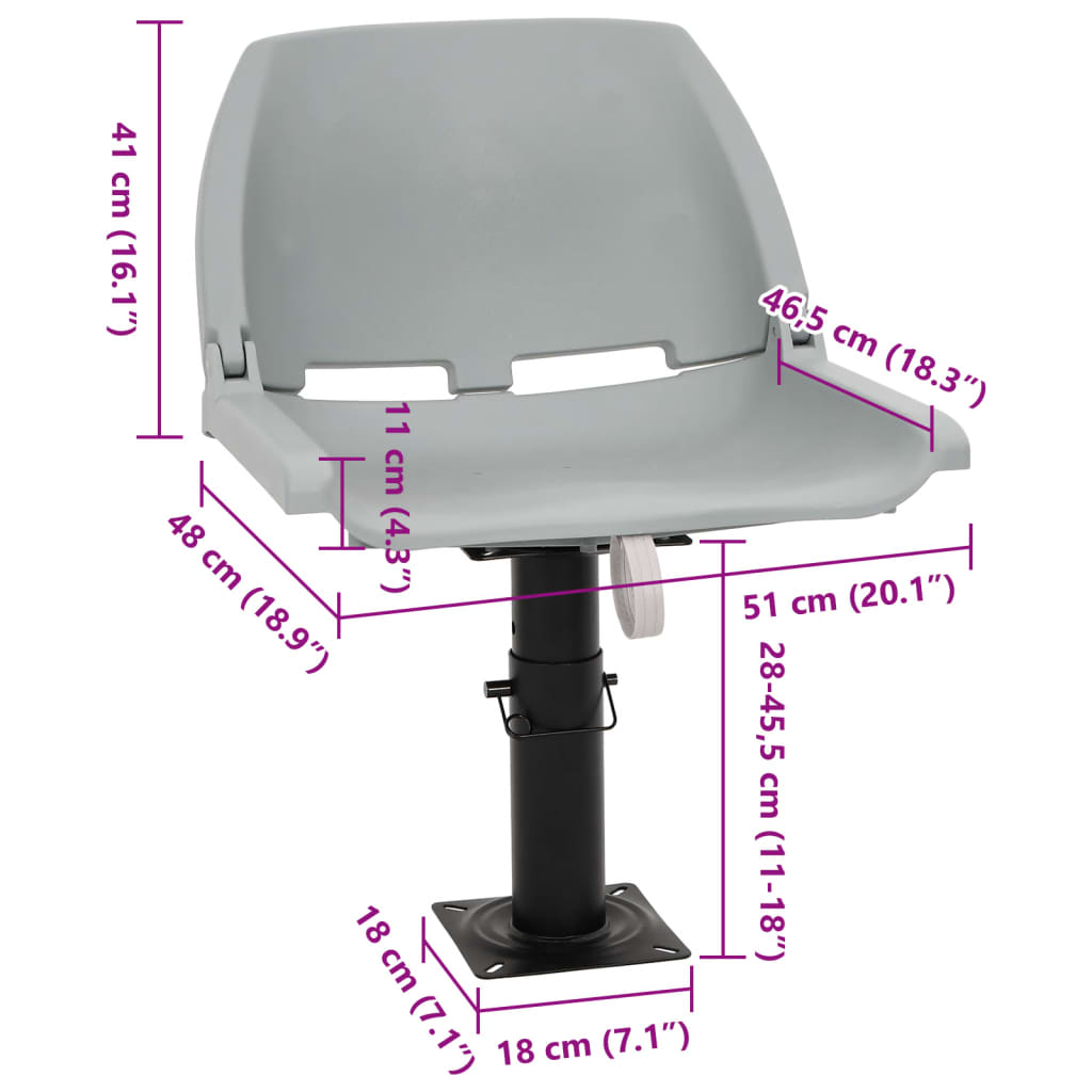 2-tlg. Bootssitz-Set Klappbar Kein Kissen Grau 48x51x41 cm