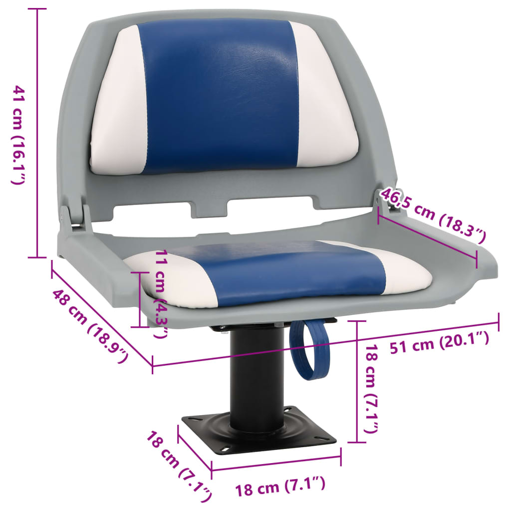 2-tlg. Bootssitz-Set Klappbar Blau und Weiß 48x51x41 cm