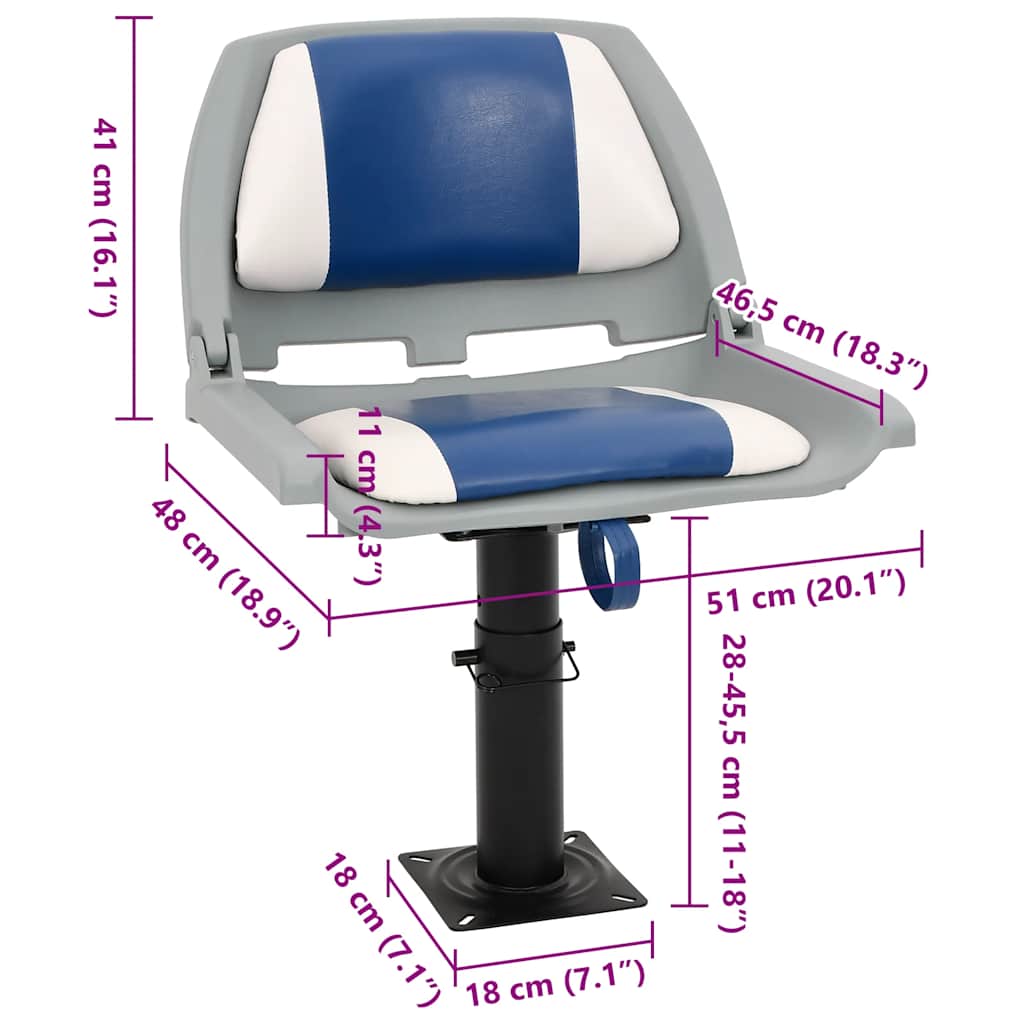 2-tlg. Bootssitz-Set Klappbar Blau und Weiß 48x51x41 cm