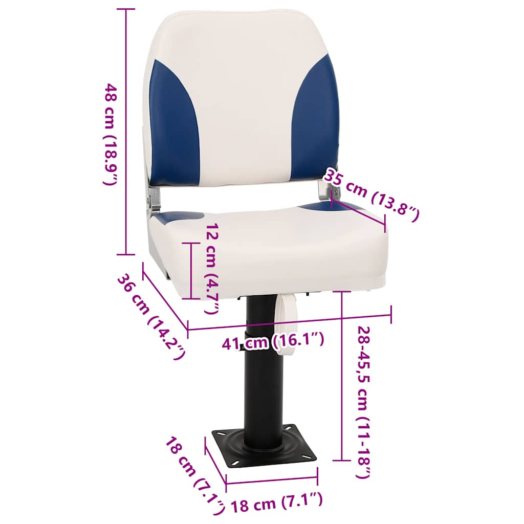Klappbarer Bootssitz 1 Set Blau und Weiß 41x36x48 cm
