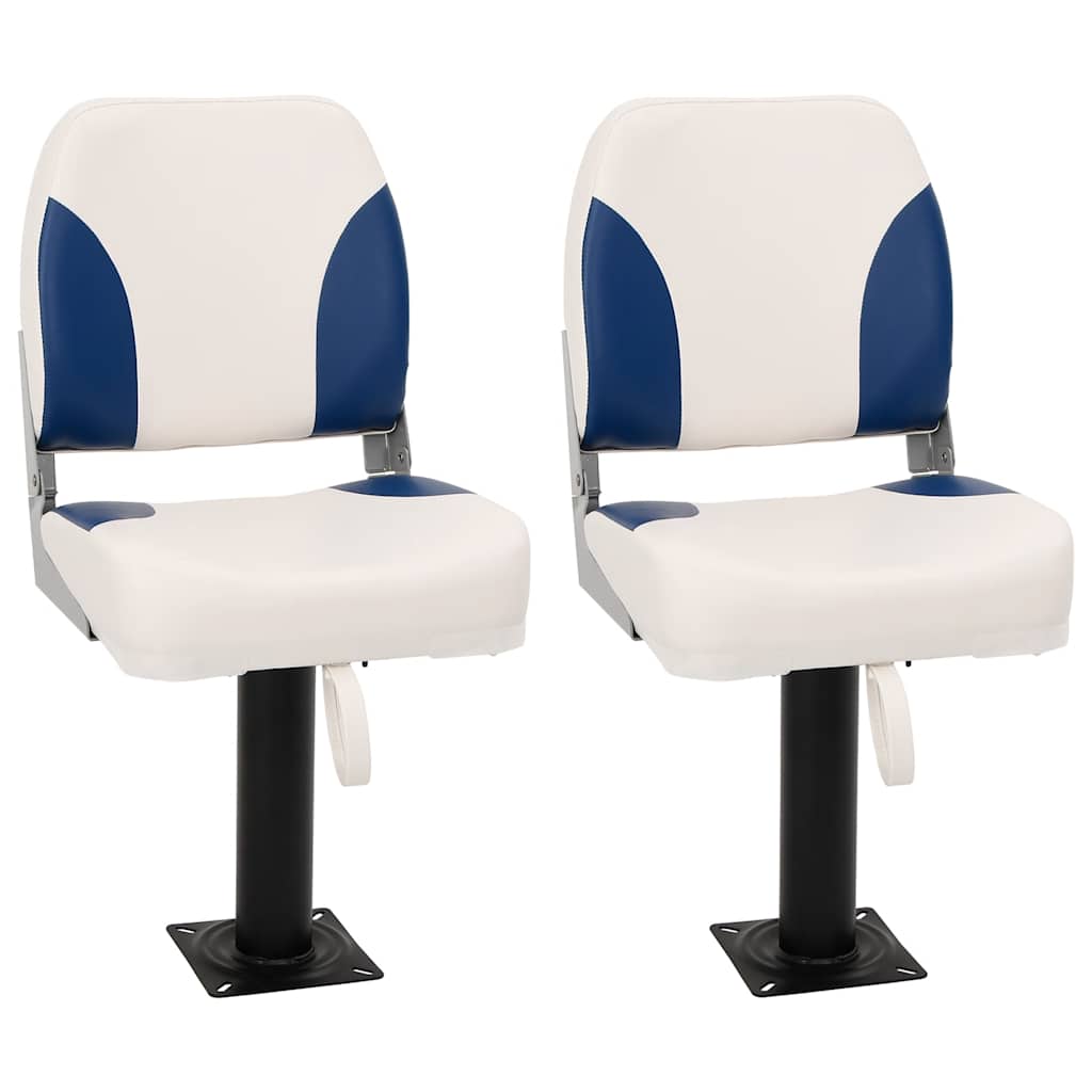 Klappbarer Bootsitz 2er-Set Blau und Weiß 41x36x48 cm