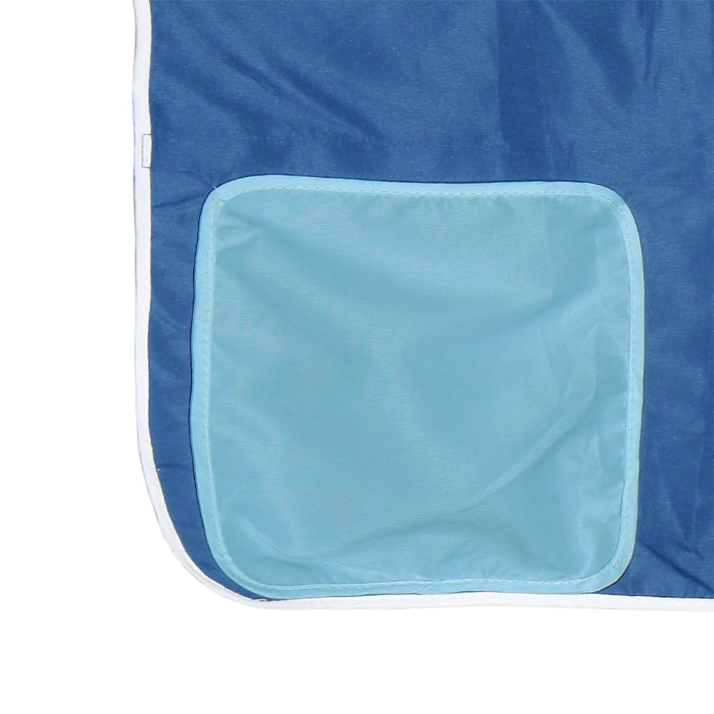 Etagenbett mit Rutsche und Gardinen Blau 90x200 cm