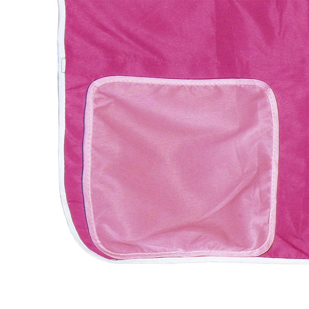 Etagenbett mit Rutsche und Gardinen Rosa 90x200 cm