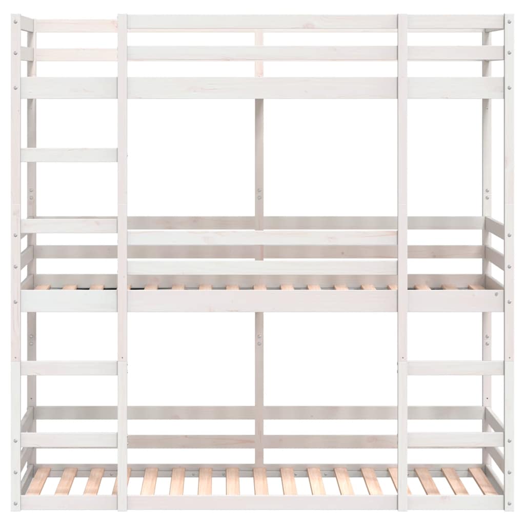 Dreifach-Etagenbett Weiß 75x190 cm Massivholz Kiefer