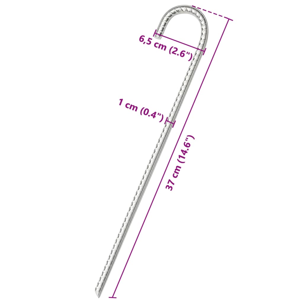 Zeltheringe 6 Stk. 37 cm Ø10 mm Verzinkter Stahl