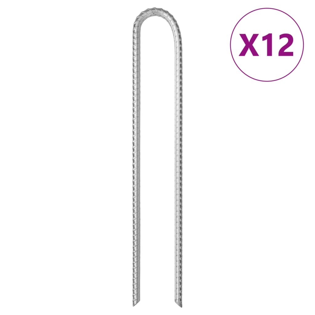 Zeltheringe 12 Stk. U-Form 37 cm Ø10 mm Verzinkter Stahl