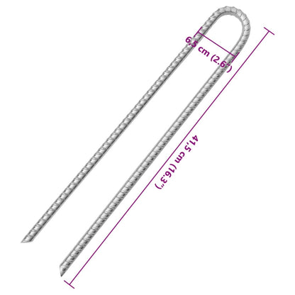 Zeltheringe 6 Stk. U-Form 41,5 cm Ø13 mm Verzinkter Stahl