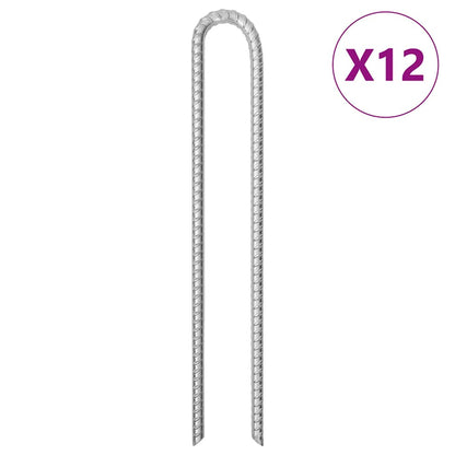 Zeltheringe 12 Stk. U-Form 41,5 cm Ø13 mm Verzinkter Stahl