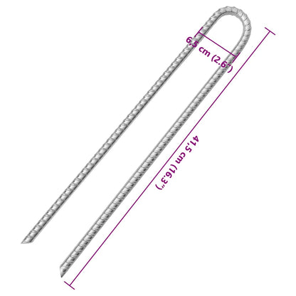 Zeltheringe 12 Stk. U-Form 41,5 cm Ø13 mm Verzinkter Stahl