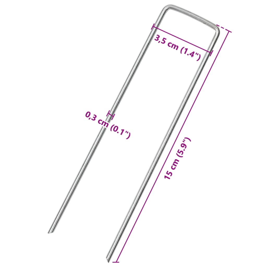Bodenanker 50 Stk. U-Form 15x3,5 cm Verzinkter Stahl