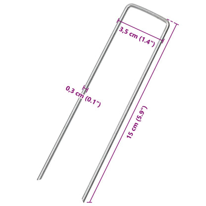 Bodenanker 50 Stk. U-Form 15x3,5 cm Verzinkter Stahl