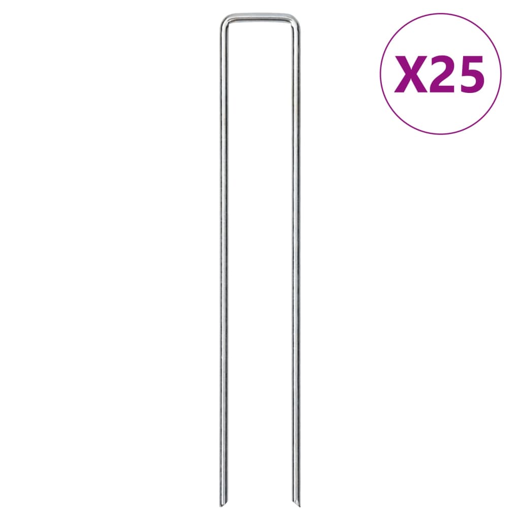 Bodenanker 25 Stk. U-Form 20x4 cm Verzinkter Stahl