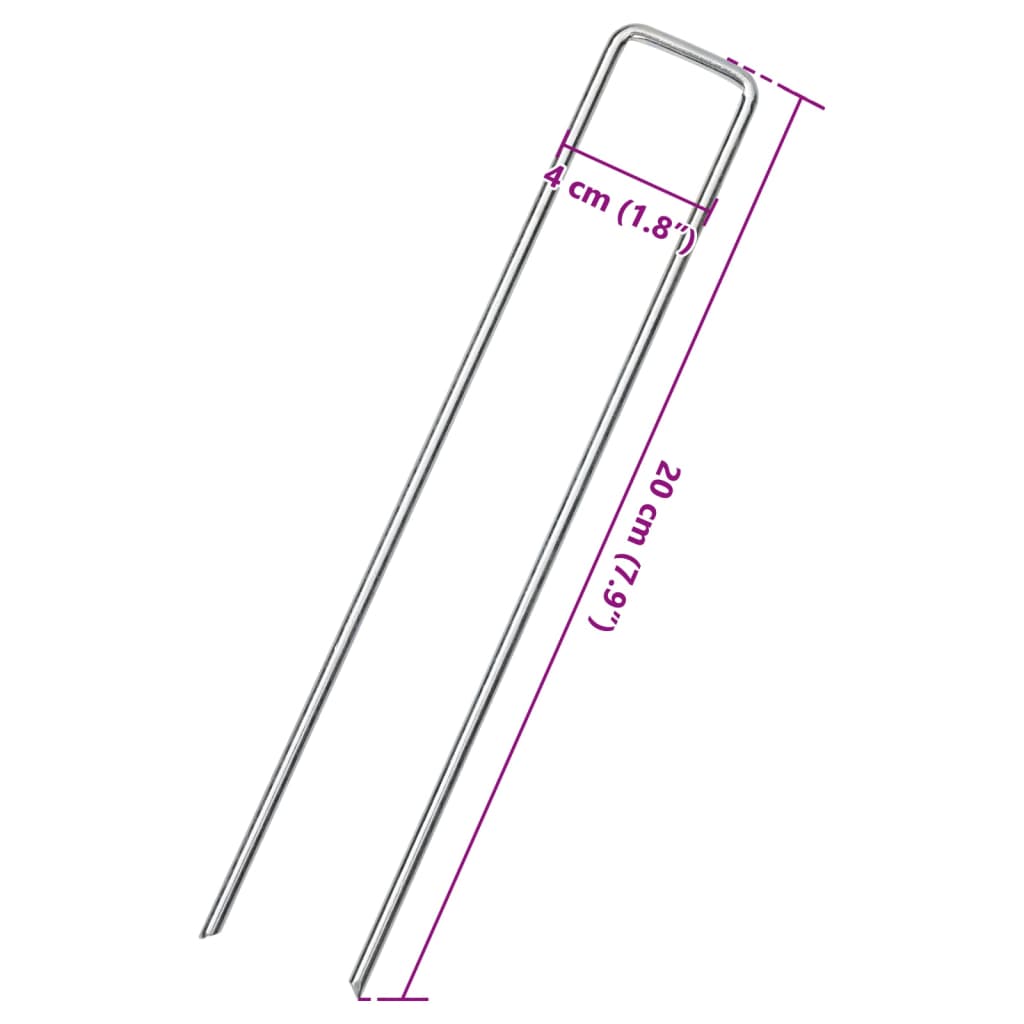 Bodenanker 25 Stk. U-Form 20x4 cm Verzinkter Stahl