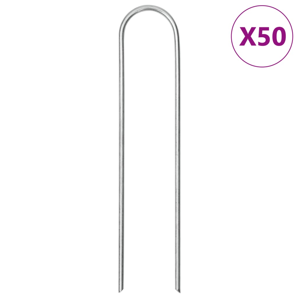 Bodenanker 50 Stk. U-Form 15x3,5 cm Verzinkter Stahl