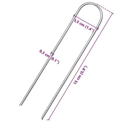 Bodenanker 50 Stk. U-Form 15x3,5 cm Verzinkter Stahl