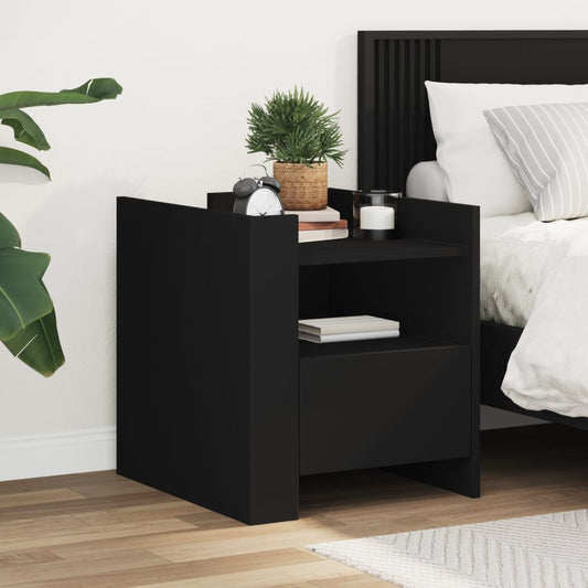 Bedside Table Black 45x50x50 cm Wood Material