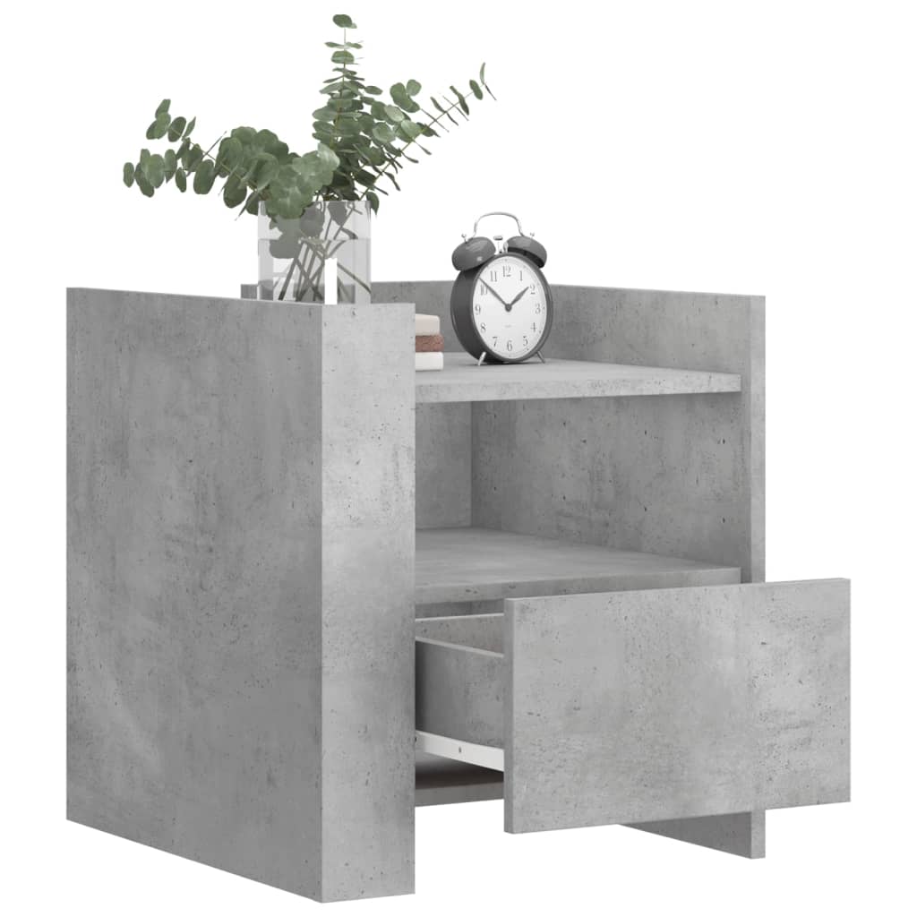 Table de chevet gris béton 45x50x50 cm en bois