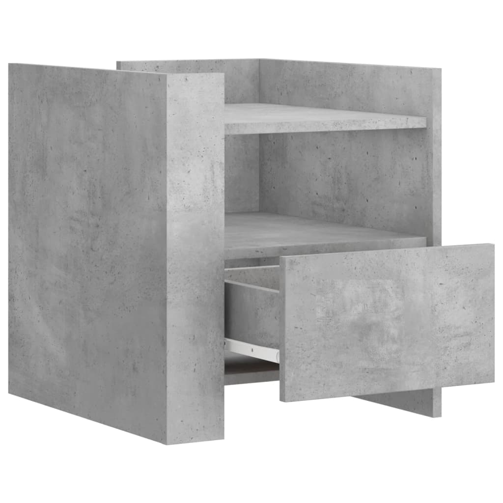 Table de chevet gris béton 45x50x50 cm en bois