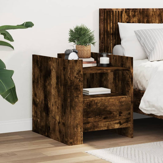 Bedside table smoked oak 45x50x50 cm wood material