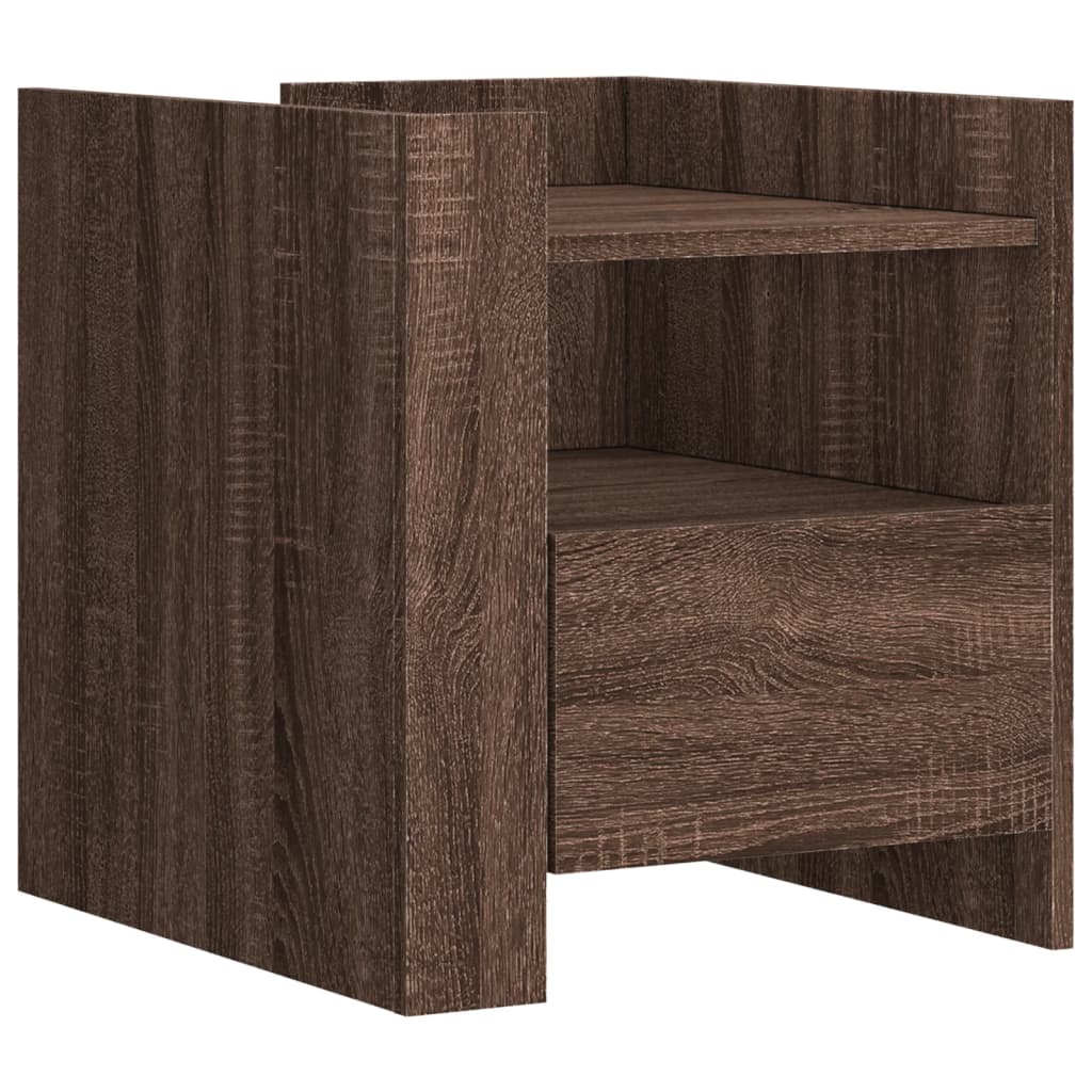 Table de chevet aspect chêne marron 45x50x50 cm en bois