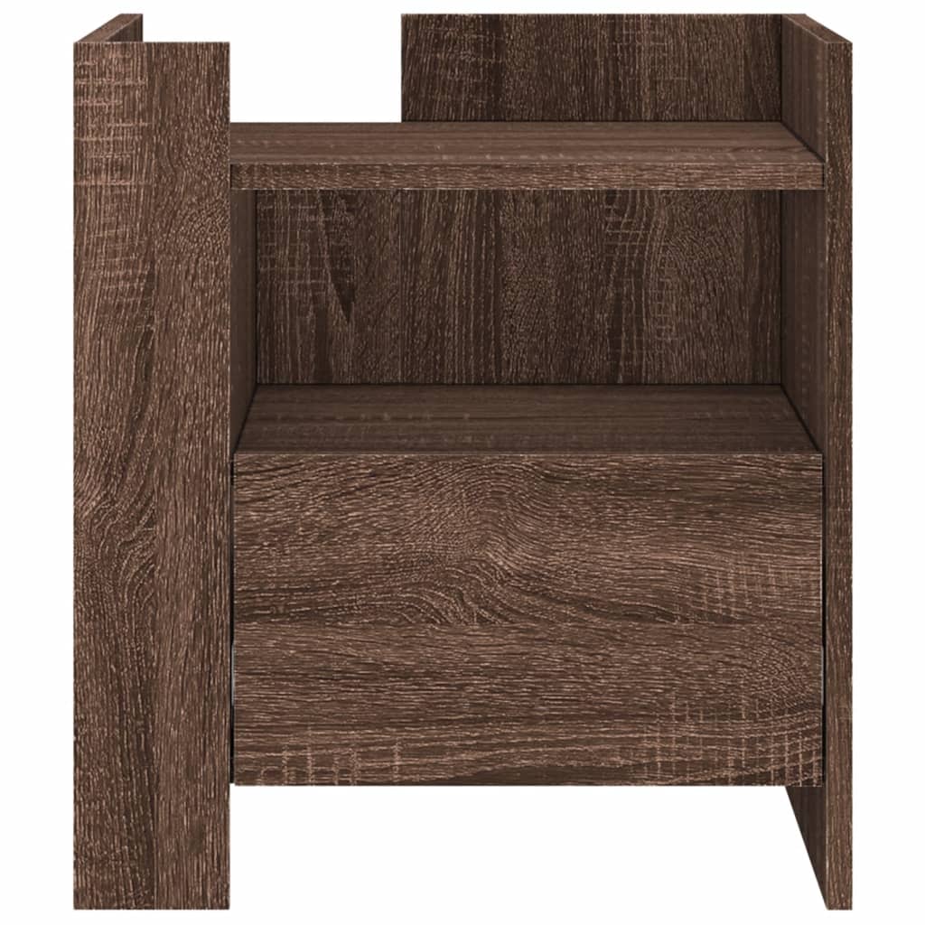 Table de chevet aspect chêne marron 45x50x50 cm en bois