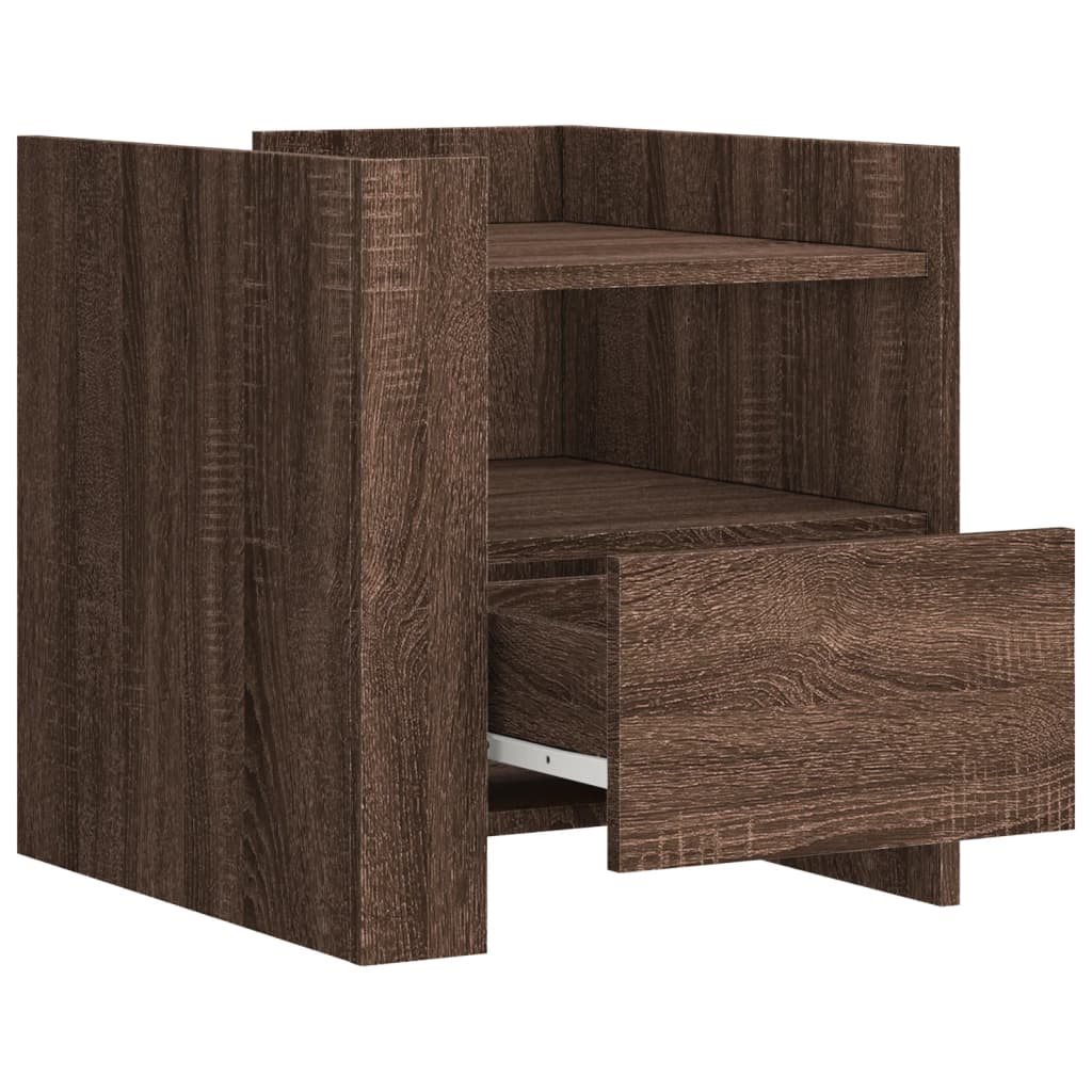 Table de chevet aspect chêne marron 45x50x50 cm en bois