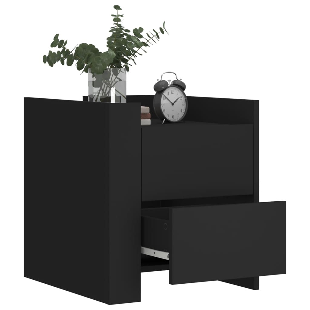Bedside Table Black 45x50x50 cm Wood Material