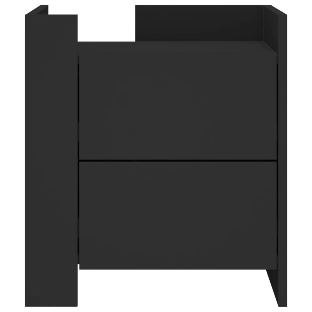 Bedside Table Black 45x50x50 cm Wood Material