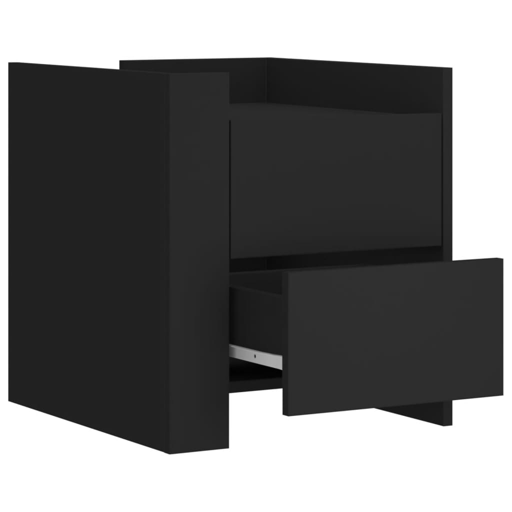 Bedside Table Black 45x50x50 cm Wood Material