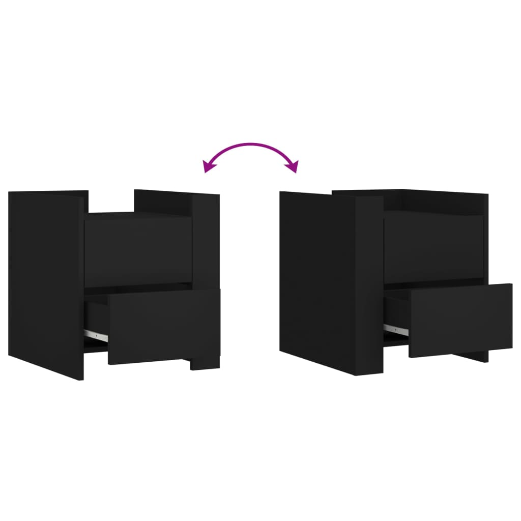 Bedside Table Black 45x50x50 cm Wood Material