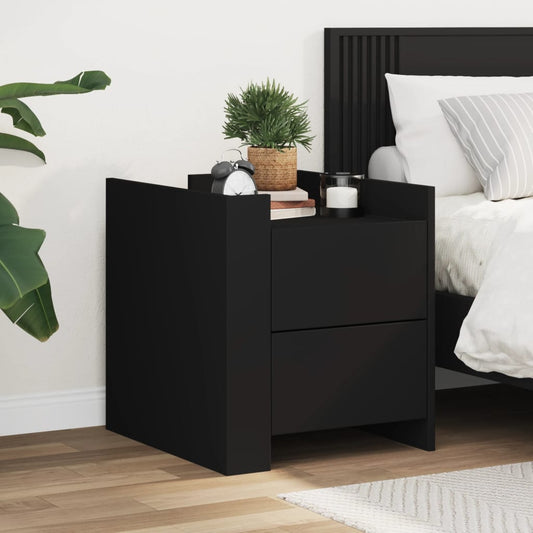 Bedside Table Black 45x50x50 cm Wood Material