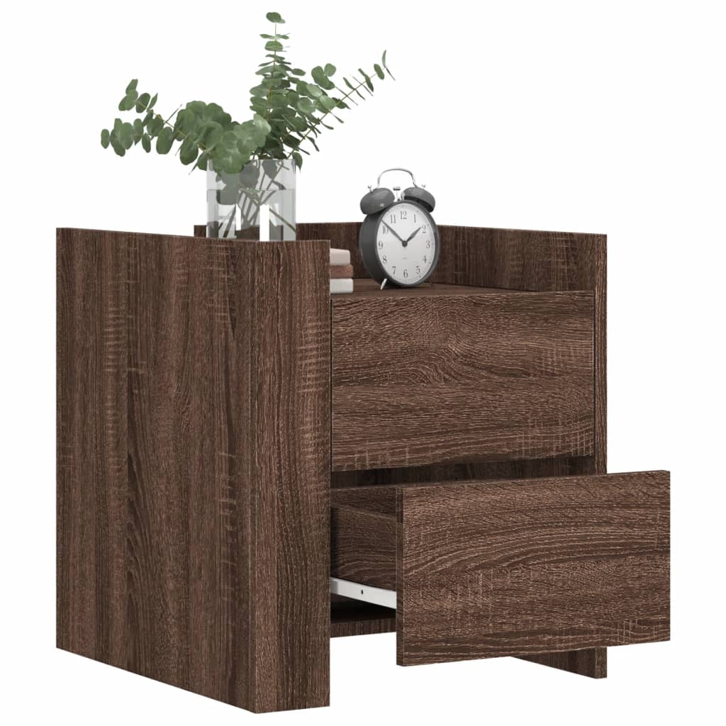 Table de chevet aspect chêne marron 45x50x50 cm en bois