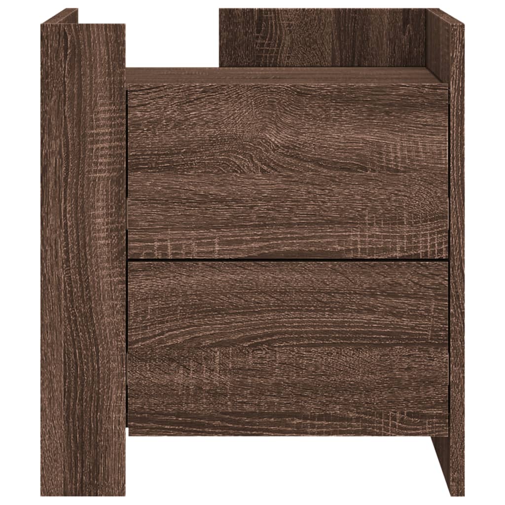 Table de chevet aspect chêne marron 45x50x50 cm en bois