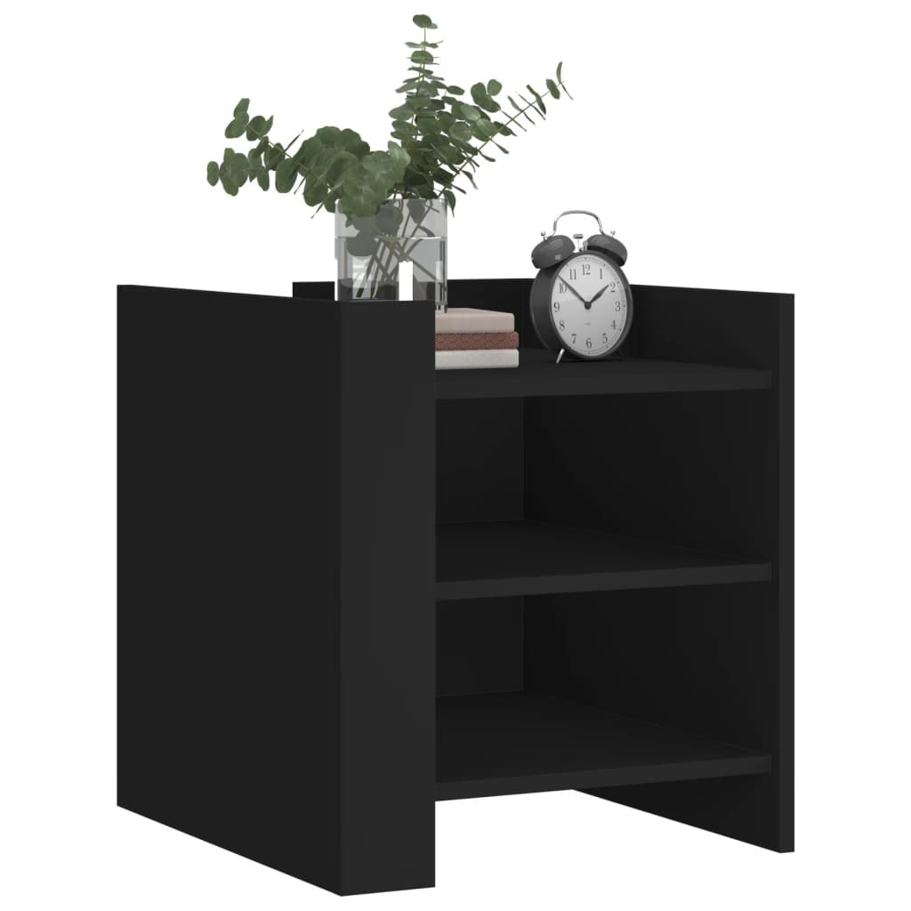 Bedside Table Black 45x50x50 cm Wood Material