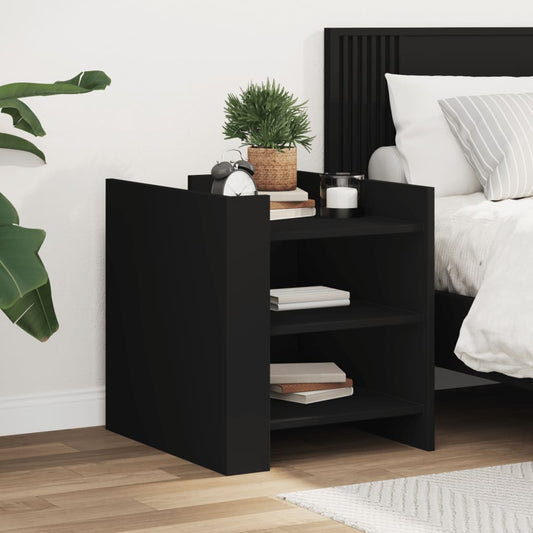 Bedside Table Black 45x50x50 cm Wood Material