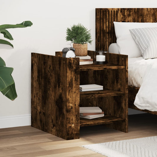 Bedside table smoked oak 45x50x50 cm wood material