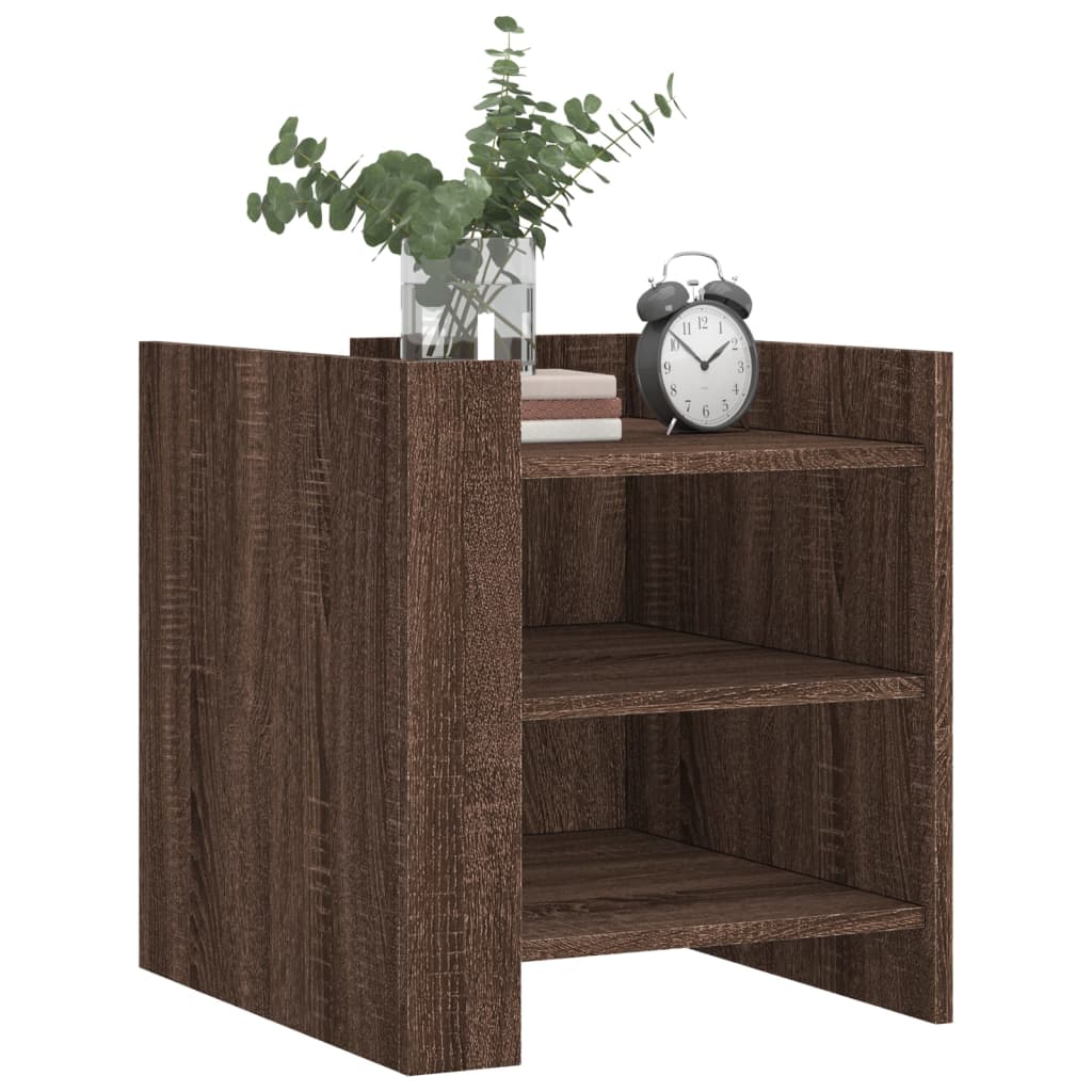 Table de chevet aspect chêne marron 45x50x50 cm en bois