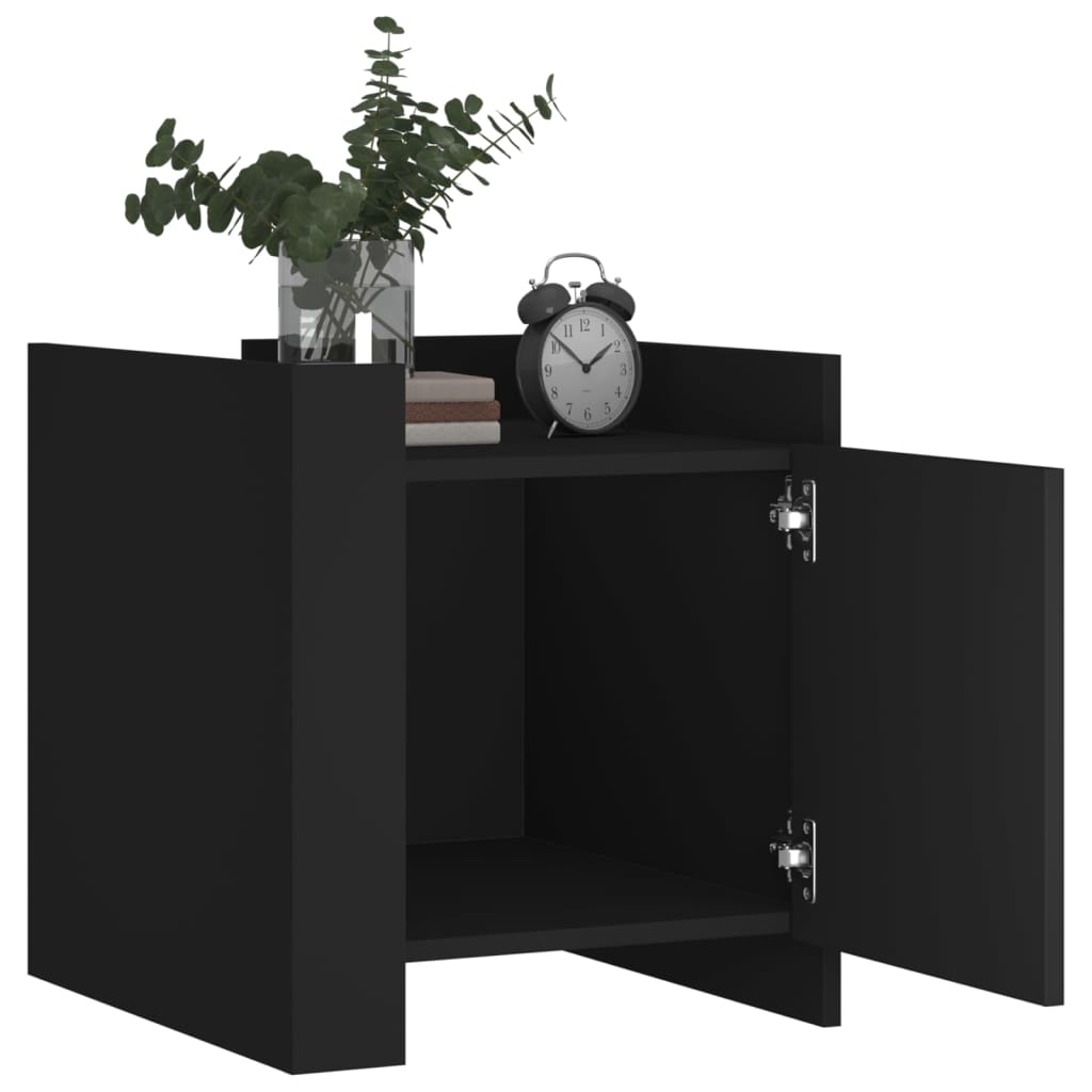 Bedside Table Black 45x50x50 cm Wood Material