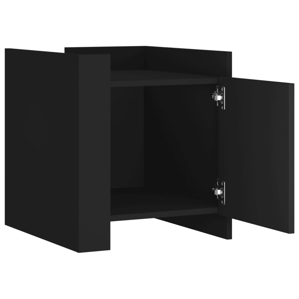 Bedside Table Black 45x50x50 cm Wood Material