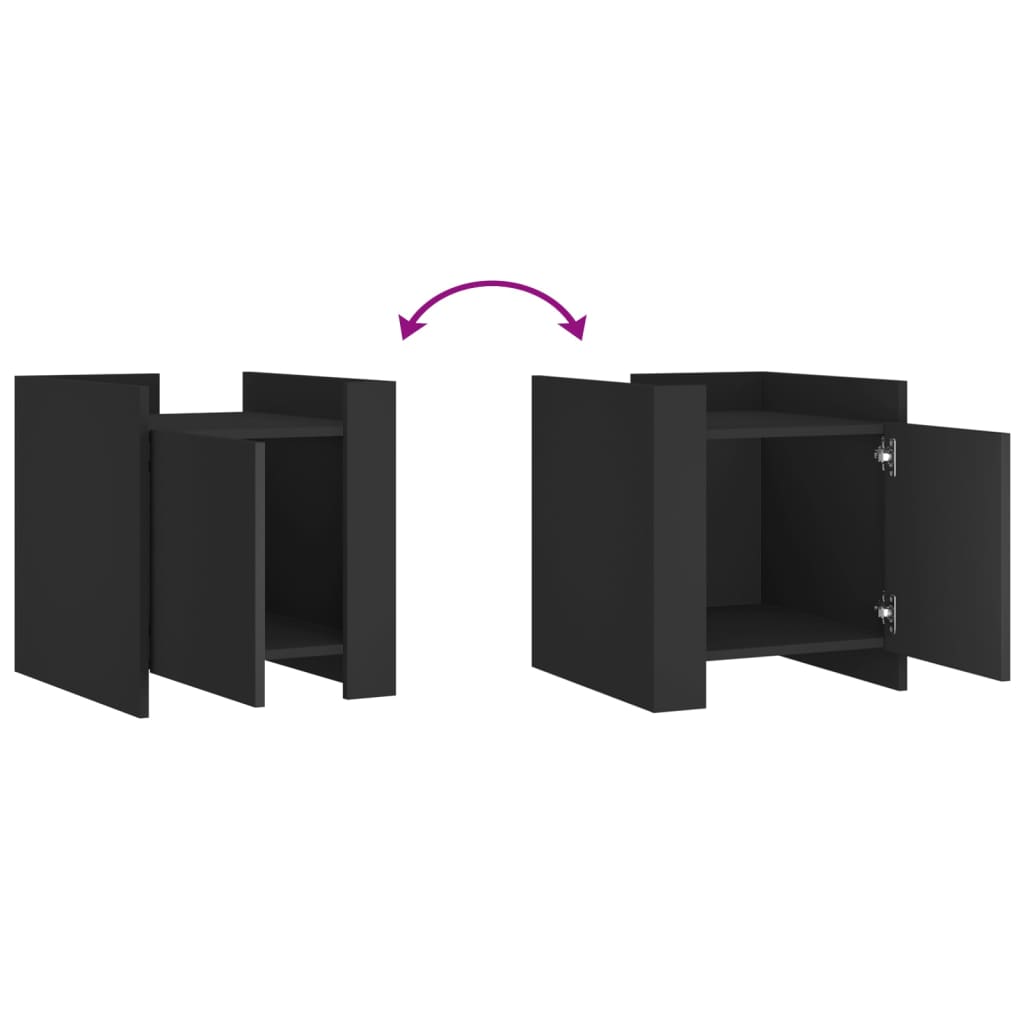 Bedside Table Black 45x50x50 cm Wood Material