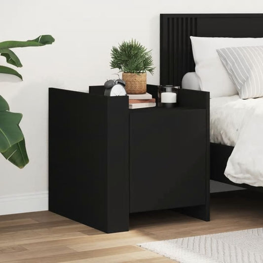 Bedside Table Black 45x50x50 cm Wood Material