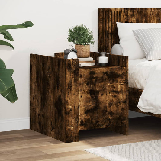 Bedside table smoked oak 45x50x50 cm wood material