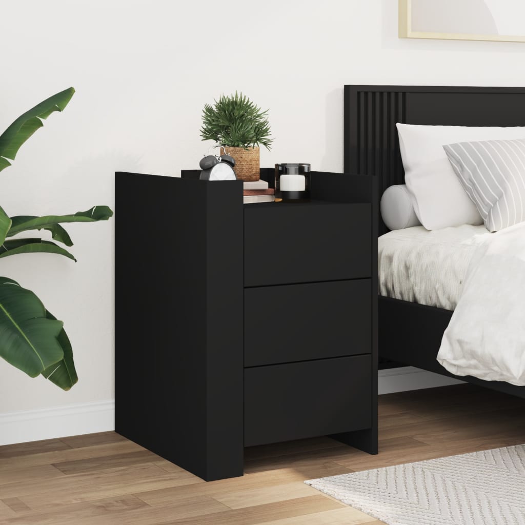 Bedside Table Black 45x50x65 cm Wood Material