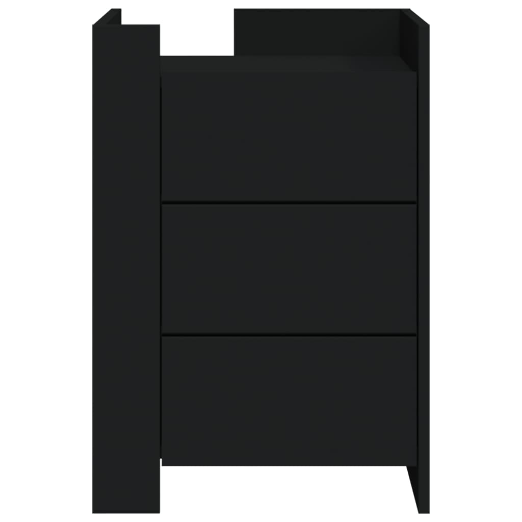 Bedside Table Black 45x50x65 cm Wood Material