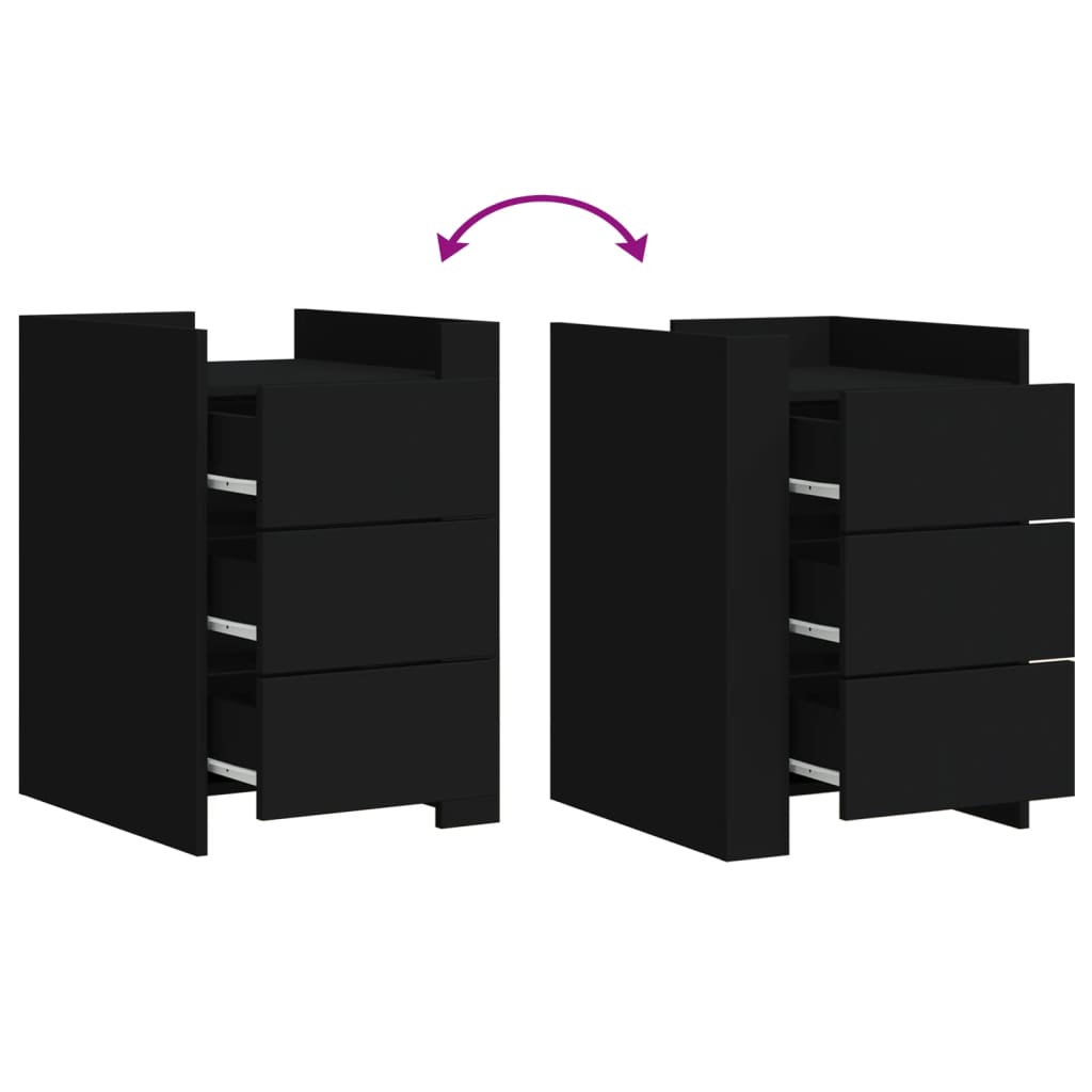 Bedside Table Black 45x50x65 cm Wood Material