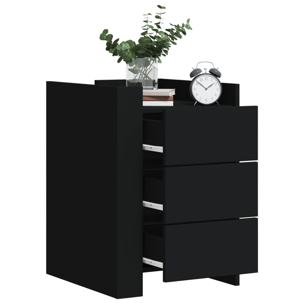Bedside Table Black 45x50x65 cm Wood Material
