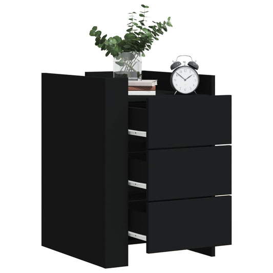 Bedside Table Black 45x50x65 cm Wood Material