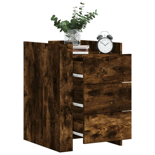 Bedside table smoked oak 45x50x65 cm wood material
